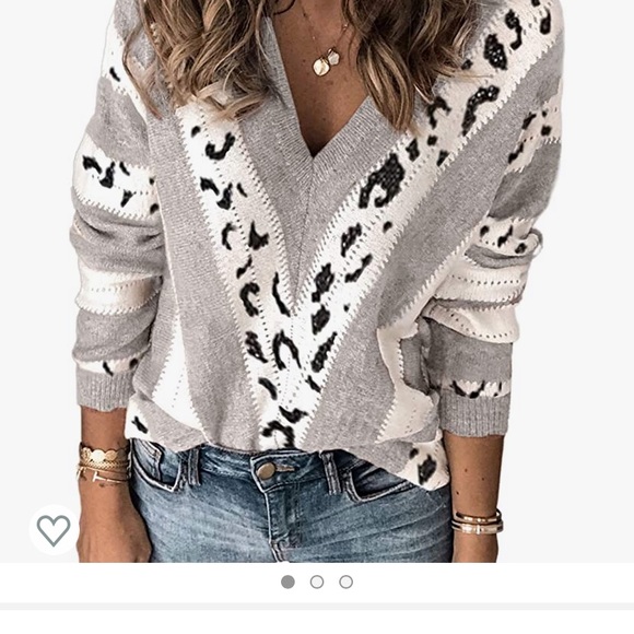 no brand /amazon Sweaters - Fun print grey , black and cream colored sweater